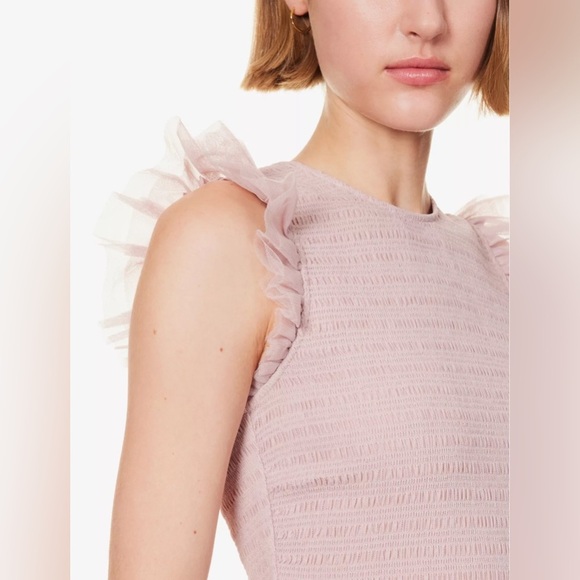 ME + EM Women's Ethereal Tulle Shirred Maxi Dress pink Glinda US Size 10 - Picture 4 of 11